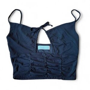 Urban Outfitters Out From Under Black Moonbeam Ruched Mesh Cami Top Size M